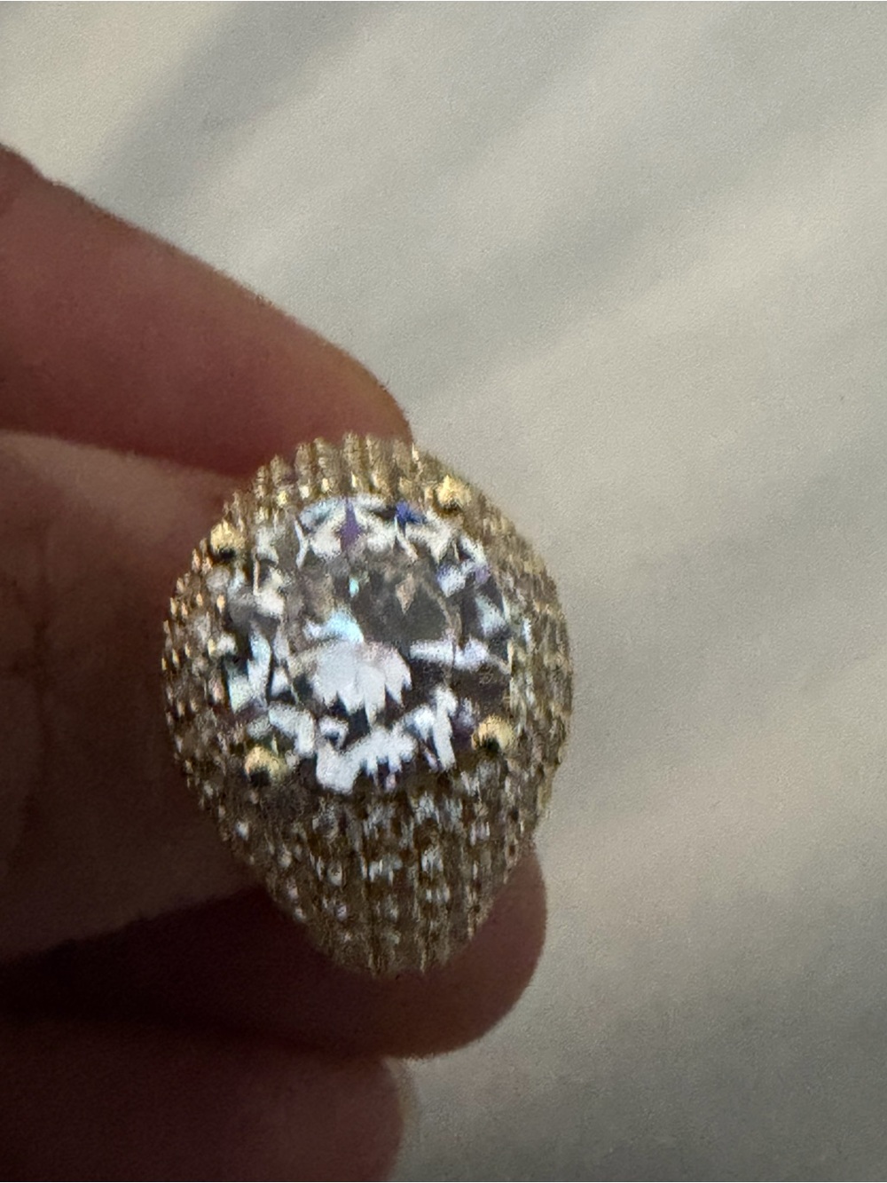 & Other Stories Gold-Tone Pavé Cocktail Ring with Clear Center Stone